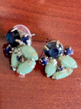 J.Crew post earrings, navy & jade green. EUC.